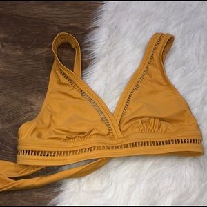 Time & Tru small 4-6 gold mustard bikini swim top